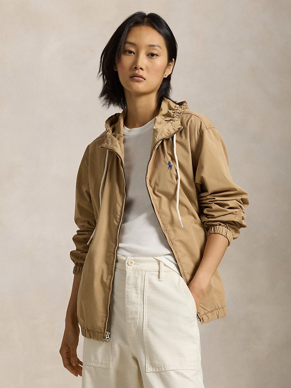 Polo by Ralph Lauren Khaki Hooded Windbreaker Jacket